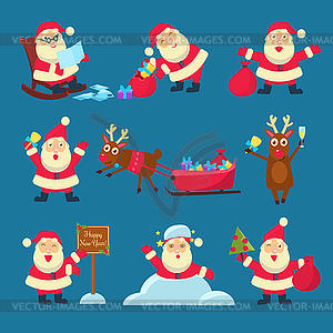 Santa, Deer. Christmas and New Year - vector clipart