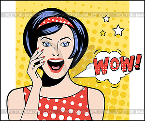 Pop Art Woman WOW Bubble - vector clipart