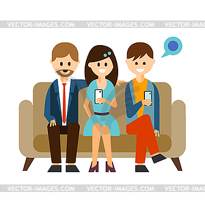 Young People Communicating in Social Media - vector clipart