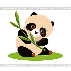 Cute Panda Eating Bamboo.  - vector clipart / vector image