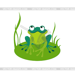 Green Cartoon Frog - vector clipart