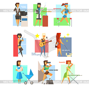 Women Lifestyle in Flat Style Set - vector clipart / vector image