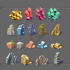 Magic Crystal and Rock Textures - vector image