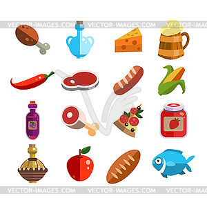 Set of Food Icons in Flat Design - vector clipart