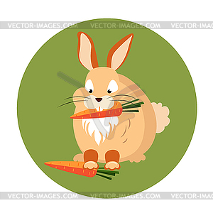 Cute Rabbit Eating Carrot - vector clipart