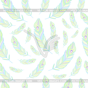 Peacock Feathers Seamless Pattern - vector clipart / vector image