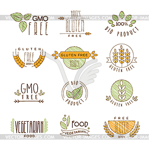 Natural Organic Labels and Icons, Set - vector clip art