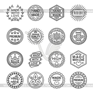 Handmade Emblems Linear Set - vector clip art