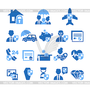 Insurance Icons in Handdrawn Style. Set - vector image