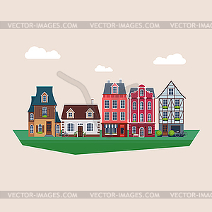 Old Vintage Houses - vector image