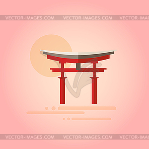 Japanese Pagoda in Flat Design - vector image