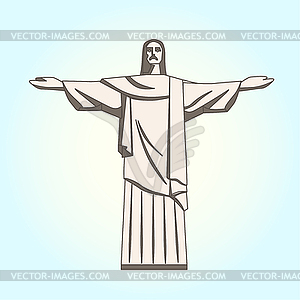 Christ Redeemer Statue in Flat Style - vector clip art