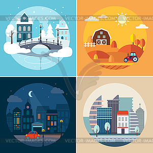 City and Country Landscapes - vector image