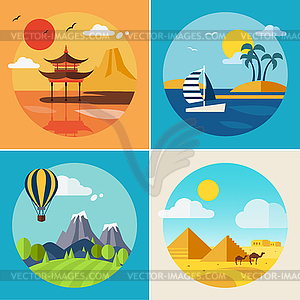 Summer Vacation Landscape s Set - vector clipart