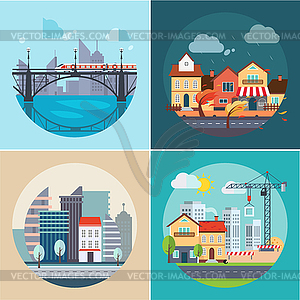 City and Town Landscapes, Buildings - royalty-free vector clipart