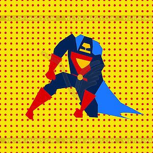 Landed Superman - color vector clipart