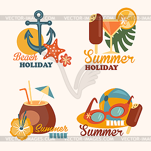 Set of Beach Holiday and Summer Elements s in Flat - vector clipart