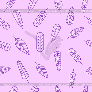 Vintage Seamless Pattern with Hand-Drawn Feathers - vector clip art