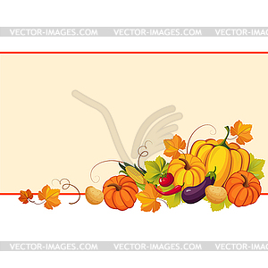 Autumn Banners with Ripe Vegetables, Swirls and - vector image