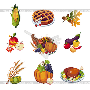 Thanksgiving Elements. Set - vector clip art