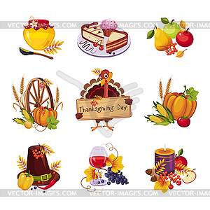 Thanksgiving Decorative Elements. Set - vector clipart