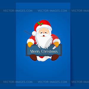 Christmas Santa Claus holding Chalkboard - vector clipart