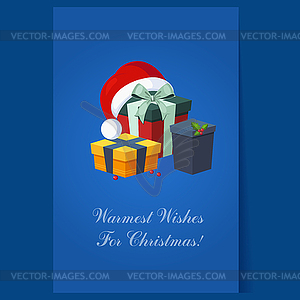 Christmas Presents and Hat. Winter - vector clip art