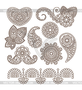 Indian Floral Ornaments, Mandala, Henna - vector clipart / vector image