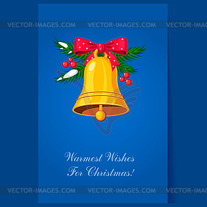 Christmas Bells with Bow and Berries. Holiday - vector clip art