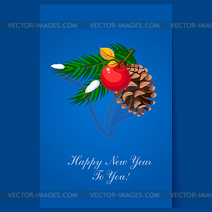 Christmas tree decoration pinecone greeting card - vector clipart / vector image