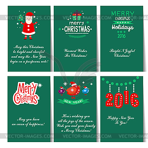 Набор рождественских и новогодних открыток - векторизованное изображение