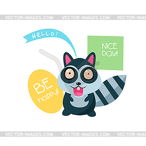 Cute Raccoon with sign for text - vector image