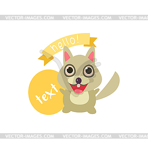 Happy squirrel with walnut sits - vector clipart