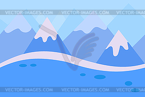 Seamless Landscape of Blue Winter Mountain - royalty-free vector clipart