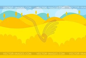 Cartoon Landscape of Yellow Desert and Trees for - vector clipart
