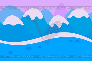 Seamless Landscape of Blue Snowy Mountain Backgroun - vector image