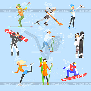 Winter Sports and Activities. Set - vector image