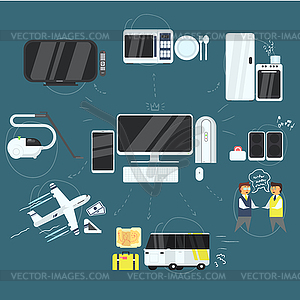 Internet Technology, Devices and Opportunities Icon - vector image