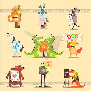 Cute Animals Cartoon Illustrator Flat Design - vector clip art