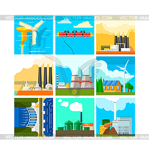 Energy Sources Symbols Set - color vector clipart