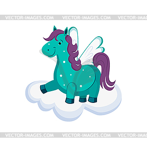 Cute Pegasus on Cloud - vector clipart