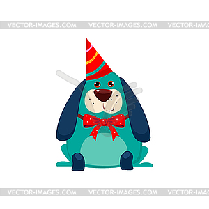 Little Dog with Party Hat on - vector clipart
