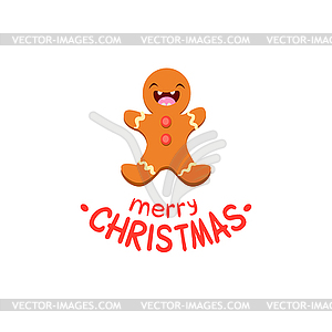Ginger man Cheerful Christmas card - vector clipart / vector image