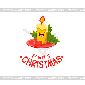 Candle Cheerful Christmas card - vector image