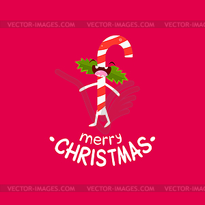 Sweet stick Cheerful Christmas card - vector clip art