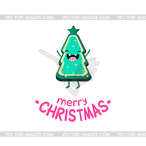 Cookie Christmas tree Cheerful card - vector clip art