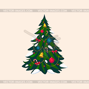 Decorated Christmas Tree, - vector clip art