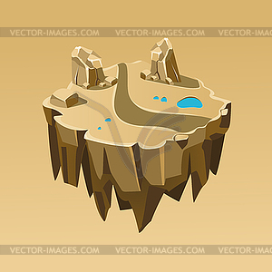 Cartoon Stone Isometric Island for Game, - vector clip art