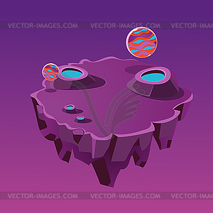 Cartoon Stone Isometric Island with Craters for - vector image