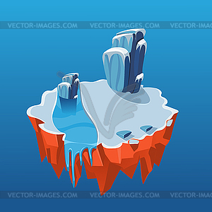 Cartoon Isometric Icy Island for Game, - vector image